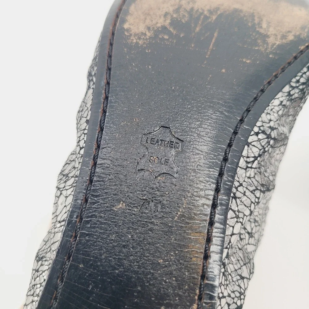 Tory Burch Crackle Leather Amelia Jeweled Crystal‎ Bow Round Toe Flats Size 7M
